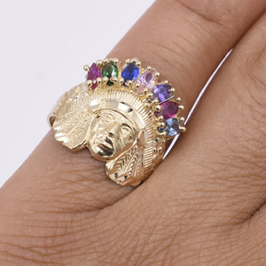 Vintage 10K Gold Cocktail <b>Ring</b> With Marquise Sapphire Stones Prong Setting Flower Design Women's Engagement Jewelry - Product Image 4