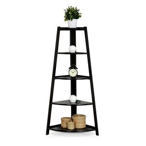 Scaffale angolare a 5 ripiani in legno per esposizione mobili domestici - Nero - Product Image 1