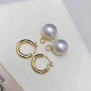 <b>Star</b> Style 10-11mm Near Circle Strong <b>Light</b> Freshwater Pearl Earrings Detachable Retro French Design - Product Image 1