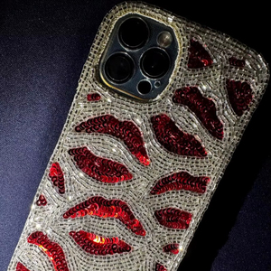 Authentic Ethnic Custom USA <b>Map</b> Flag Beaded Embroidery Phone <b>Case</b> Patriotic Luxury Hand Stich Fashionable Colorful Style Women - Product Image 1