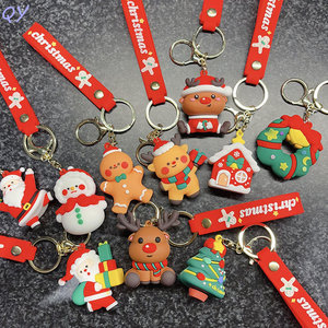 QY Venta al por Mayor de Llaveros Navideños de Dibujos Animados, Llaveros de PVC Suave con Diseño de Santa Claus y Muñeco de Nieve, Regalo Promocional para Festivales - Product Image 1