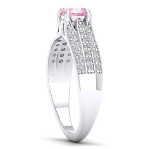 Anillos de Morganita de Corte Redondo de Alta Calidad REYES de 0.5 Quilates en Plata de Ley 925, Joyería de Compromiso y Boda con Moissanita - Product Image 3