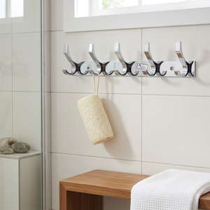 Porte-serviettes mural en aluminium à 5 crochets pour porte ou mur, en acier inoxydable SS202 de qualité supérieure, robuste, résistant à la rouille, pour serviettes, manteaux, peignoirs, sacs et vêtements - Product Image 4
