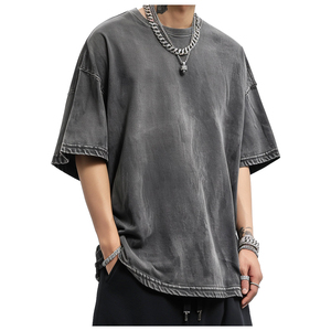 เสื้อยืดผู้ชายคุณภาพสูงสุด ขายส่ง รับทำโลโก้แบรนด์ของคุณเอง ผ้าฝ้าย 100% เสื้อยืดเปล่าเรียบง่าย สไตล์ลำลอง ไซส์ใหญ่ - Product Image 2