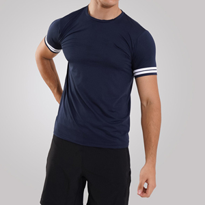 เสื้อยืดโพลีเอสเตอร์ 100% สำหรับวิ่งออกกำลังกายผู้ชาย แห้งเร็ว แขนสั้น เสื้อกีฬาสีพื้น เสื้อยิม - Product Image 2