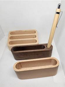 Natural Wood Business Card Holder Desktop Card Display <b>Stand</b> Handmade Wooden Visiting Card Organizer <b>for</b> Workspace - Product Image 2
