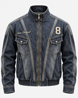 Veste en jean patchwork brodée pour homme Sam Tactical, style streetwear, type camionneur, prix de gros, OEM, prix abordable 2026