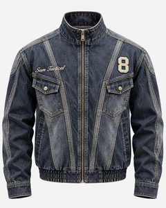 Chaqueta vaquera de patchwork para hombre Sam Tactical, bordada, estilo streetwear, tipo camionero, precio mayorista, OEM, precio económico 2026 - Product Image 4