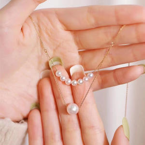 Smiling <b>Pearl</b> S925 Silver Clavicle Chain Double Layer <b>Necklace</b> with Natural <b>Freshwater</b> <b>Pearls</b> Simple High-End Design - Product Image 2