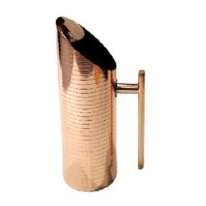 Handcrafted Polished Copper Water Pitcher – <b>Tall</b> Cylindrical Design with Wide Spout & Curved Handle Traditional Drinkware - Product Image 1