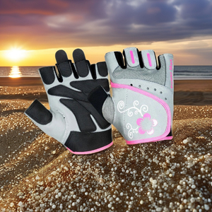 Guantes de Ciclismo de Invierno de Medio Dedo en Cuero Marrón, Cómodos, Transpirables, para Deportes, con Dorso de Crochet Blanco Antideslizante y Amortiguador - Product Image 6