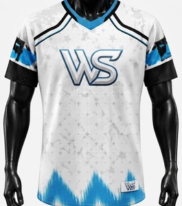 เสื้อฟุตบอลอเมริกันแบบซับลิเมชั่นสำหรับผู้ชาย WS คอวี แขนครึ่งตัว ผ้าโพลีเอสเตอร์ซับเหงื่อ ระบายอากาศได้ดี ทรงปกติ ไซส์ใหญ่พิเศษ - Product Image 1