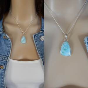 Colgante de Piedra Preciosa Larimar Natural, Joyería de Larimar Chapada en Plata Hecha a Mano, Proveedor Mayorista - Product Image 5