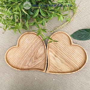 Premium Natural Rubber Wood Heart-Shaped Handcrafted Solid Wood Serving Tray for Snacks & Desserts Sustainable Wooden Tableware - Product Image 3