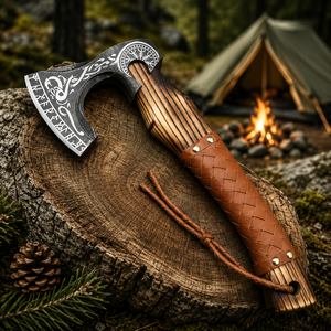 Hache viking artisanale sur mesure – Hache barbue de 22 pouces, lame en acier forgé, manche en bois de frêne, cadeau viking rustique - Product Image 3