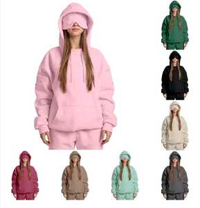 Oversized Printed Fleece Women's Eco-Friendly Hoodie Built-In <b>Eye</b> <b>Mask</b> Front Airplane Mode Travel Design Hidden Pockets Solid - Product Image 1