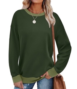 Nueva llegada: Sudadera de algodón de lujo para mujer, de manga larga, cuello redondo, hombros caídos, color liso, cómoda y casual, de Bangladesh. - Product Image 5