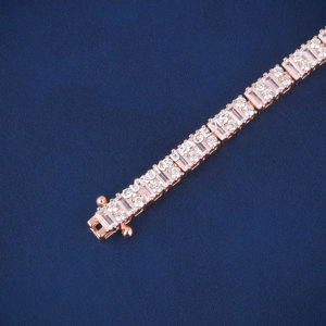 4 MM Unique Rose gold unisex Tennis <b>bracelet</b> emerald diamonds 925 sterling <b>silver</b> moissanite diamonds premium look available - Product Image 5