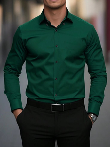 เสื้อเชิ้ตแขนสั้นผู้ชาย ผ้าฝ้ายถัก สไตล์ลำลอง/ทหาร ระบายอากาศได้ดี ติดกระดุม เสื้อเชิ้ตแบบเป็นทางการ - Product Image 2