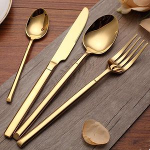 Juego de cubiertos metálicos de acero inoxidable, tenedor, cuchara, cuchillo, vajilla para venta al por mayor, restaurante, hotel, cocina - Product Image 1