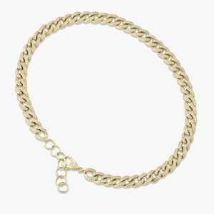Tobilleras de Cadena Cubana con Diamantes, Oro Sólido de 14k y 18k, Diamantes Redondos Cultivados en Laboratorio, Ajustables, con Cierre de Langosta, Joyería de Lujo - Product Image 1