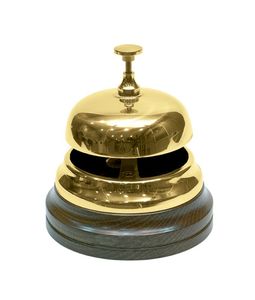 Campana de mesa decorativa de latón pulido para decoración del hogar y para llamar a invitados, con elegante forma redonda - Product Image 6