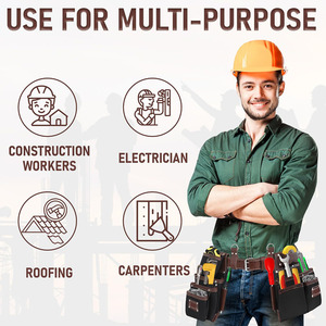 เข็มขัดเครื่องมือหนังพร้อมสายรัดทำงานหนัง |   งานก่อสร้าง - Product Image 5