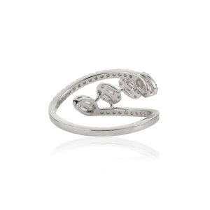 Anillo de Diseño Modernista con Diamantes Naturales Brillantes, Estilo Bypass, Oro Blanco Sólido de 18K, Colección Mayorista, Última Joyería - Product Image 6