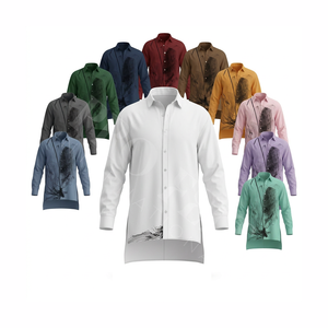 Chemise longue tendance sur mesure, motif floral artistique, couleur menthe unie élégante, chemise habillée boutonnée, chemises de style personnalisé - Product Image 1