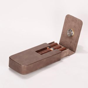 Estuche para cigarros de cuero genuino con cortador integrado, bolsa de transporte con cortador incorporado para un almacenamiento y transporte seguros, en venta. - Product Image 4