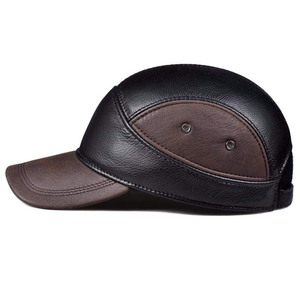 Wholesale Custom Logo 100% Genuine Leather <b>Cap</b> Blank Dad <b>Hat</b> Manufacturer Custom Design Premium Leather Snapback <b>Cap</b> 3D - Product Image 2