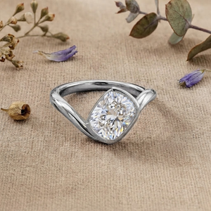 Luxury 2CT <b>Cushion</b> Cut Diamond Engagement <b>Ring</b> for Women 14K Gold Bezel Set Open Band <b>Wedding</b> <b>Ring</b> - Product Image 6