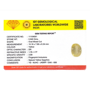Loose 4.7 Carat Oval Cut Yellow Sapphire Gemstone for Fine Jewelry - Product Image 4