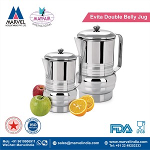 Pichet en acier inoxydable Evita à double paroi pour servir le lait, le jus, l'eau, avec couvercle - Product Image 2
