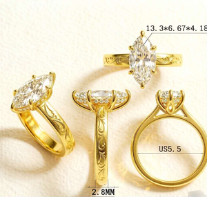 แหวนแต่งงานเพชรทรงมาร์คีส์ 2 กะรัต ทอง 14k คลาสสิก เพชรเลี้ยงในห้องปฏิบัติการ รับรองโดย IGI ขนาด 2.8 มม. ของขวัญสำหรับงานปาร์ตี้ - Product Image 3