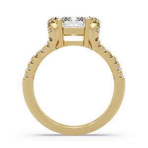 Magnificent Halo Engagement <b>Rings</b> 14K Pure Gold <b>Emerald</b> Cut Lab Grown Diamond IGI Certified Split Shank Bridal Wedding <b>Rings</b> - Product Image 4