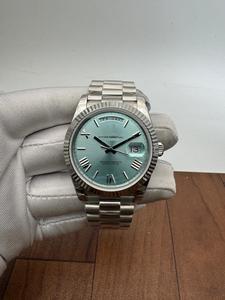 Montre automatique argentée avec cadran bleu glacé, lunette cannelée, style Hip Hop, saphir, édition limitée, haute qualité, mouvement ETA - Product Image 3