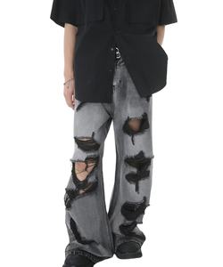 High Street Jeans Pantalones Tallas grandes Lavado ácido Desgastado Baggy Oversize Cintura media Diseño transpirable Hombres Jeans Pantalones para hombres - Product Image 1