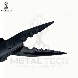 En gros, Kit de pinces en acier inoxydable pour la pose et le retrait d'extensions capillaires, finition satinée noir mat, outils de salon pour la pose de micro-anneaux - Product Image 4