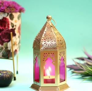 Lanterne décorative en fer doré de style arabe, créations antiques, porte-bougie vintage, mini, suspendue ou à poser, faite à la main, résistante à la chaleur - Product Image 4