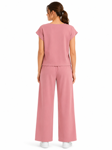 Premium Women's Pink Co Ord <b>Set</b> Casual <b>Two</b> <b>Piece</b> Outfit Oversized Cap Sleeve Top Wide Leg Palazzo Pants Matching <b>Lounge</b> <b>Set</b> Soft - Product Image 3