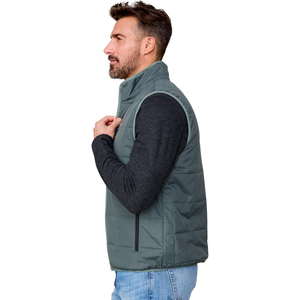 LEAFITS Winter Eco-Friendly Square Quilted Vest Men Slate Blue Turtleneck Gilet <b>Padded</b> Waistcoat Sleeveless Bodywarmer Zipper - Product Image 4