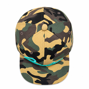 Casquette Snapback 6 Panneaux Camouflage Brut avec Broderie Turquoise Unisexe Style Urbain - Product Image 2
