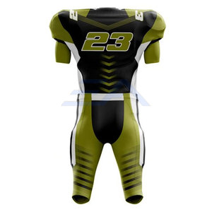 Ensemble d'uniformes de football américain pour hommes, manches courtes, col en V, imprimé par sublimation, vert 23, ajusté, jersey respirant et pantalon - Product Image 2