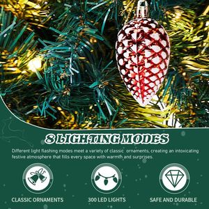 Ghirlanda Natalizia di Lusso Pre-Illuminata da 72 Pollici con 300 Luci Bianco Caldo e 1200 Punte in PVC per Decorazioni Interne e Ornamenti Fai-da-Te - Product Image 2