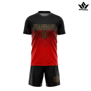 Camiseta de Fútbol SPARKWELL para Hombre, Manga Corta, Sublimada, Roja y Negra, Absorbe la Humedad, Nombre y Número Personalizables, Corte Atlético - Product Image 2