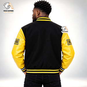 Veste universitaire en satin noir et jaune pour homme ASU, logo Hornet brodé, polyester/coton, légère, écologique, respirante - Product Image 2