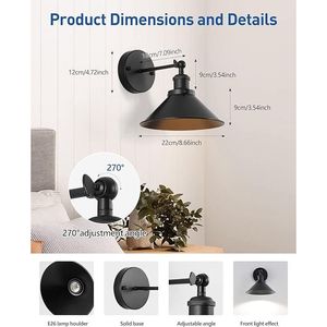 Applique da Parete Vintage a Batteria, Lampade da Parete Wireless a Batteria - Product Image 2