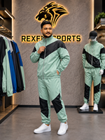 REXFIT SPORTS 2026 Ensemble de survêtement personnalisé pour homme en nylon vert menthe, veste zippée à manches courtes et short, léger, deux pièces, vêtements de sport