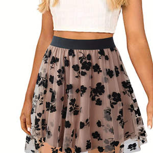 Jupes courtes décontractées en coton pour femmes, à la mode, brodées, taille naturelle, mini-jupe d'été respirante, design plissé, haute qualité - Product Image 1